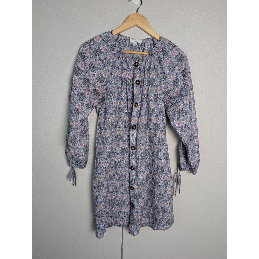 J.CREW Dress Womens S Multicolor Knee Length Shirt Dress Round Neck Belted